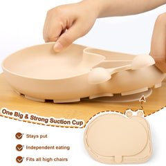 PHEENOWL plate made from 100% food-grade silicone, BPA-free and easy to sanitize.