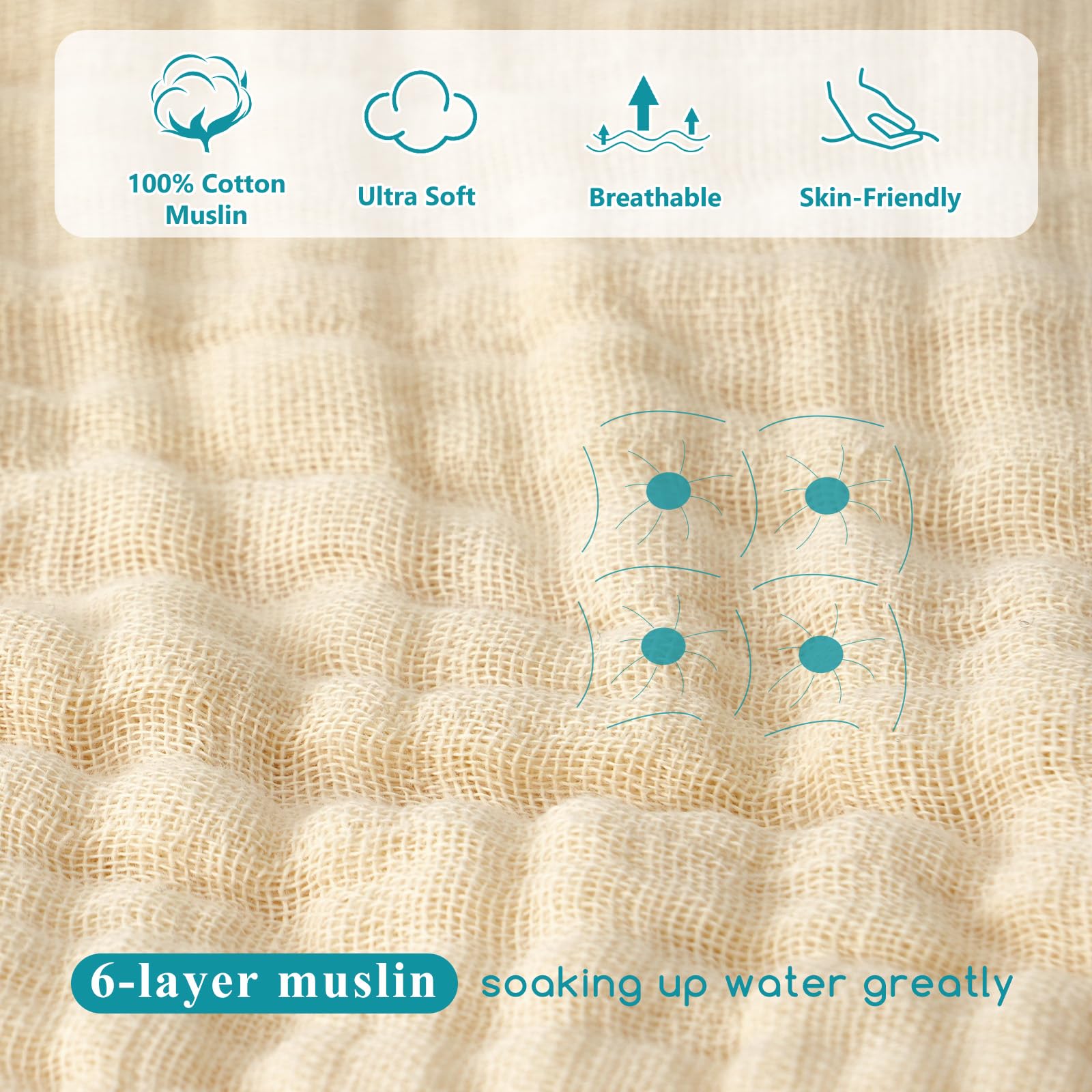 PHF baby hooded towel absorbency with water droplets demonstrates quick-dry comfort for newborn bath.