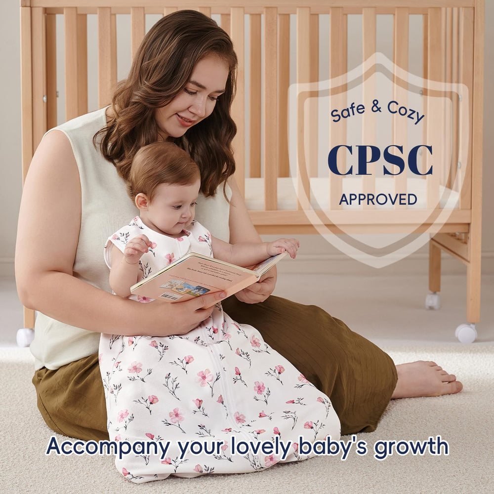 PHF baby sleep sack care instructions illustration highlights easy care.