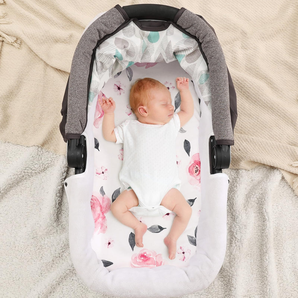 PHF bassinet sheet closeup reveals 100% microfiber softness and gentle touch.