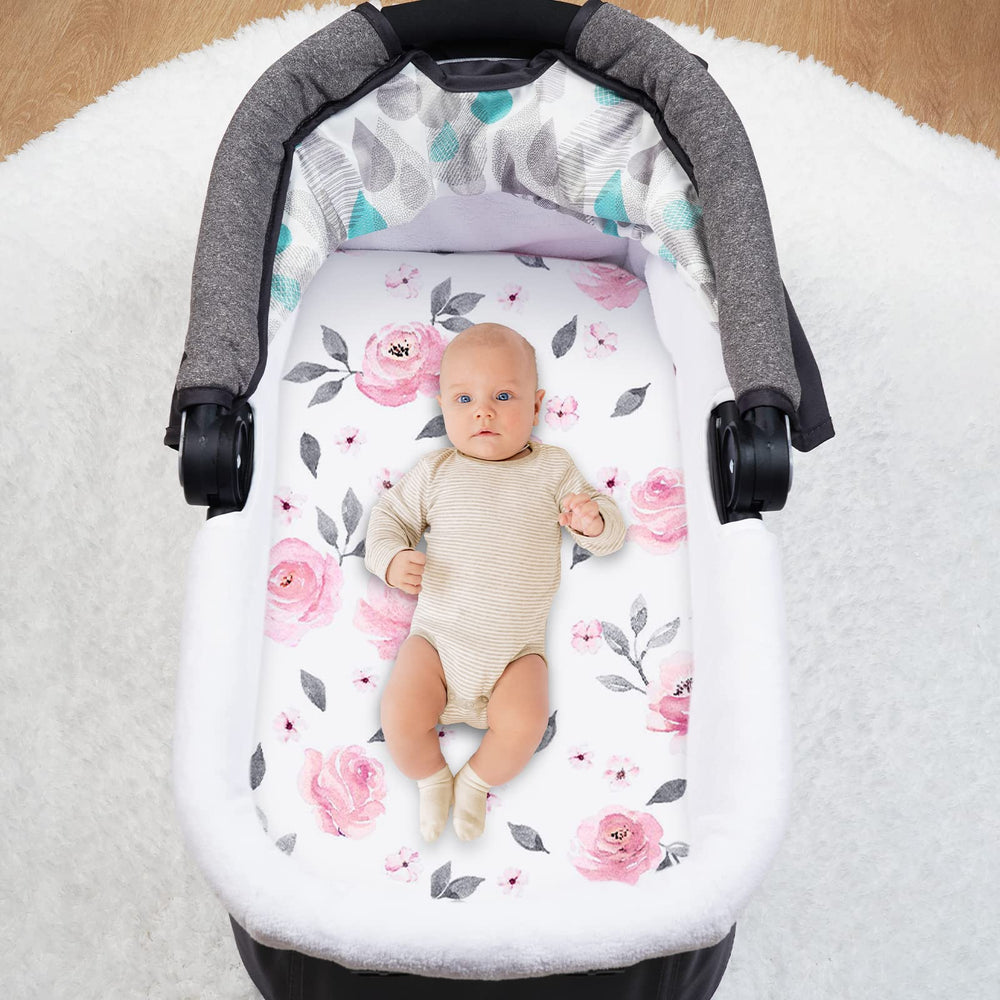 PHF bassinet sheets designed for oval-fit bassinet mattresses with snug elastic