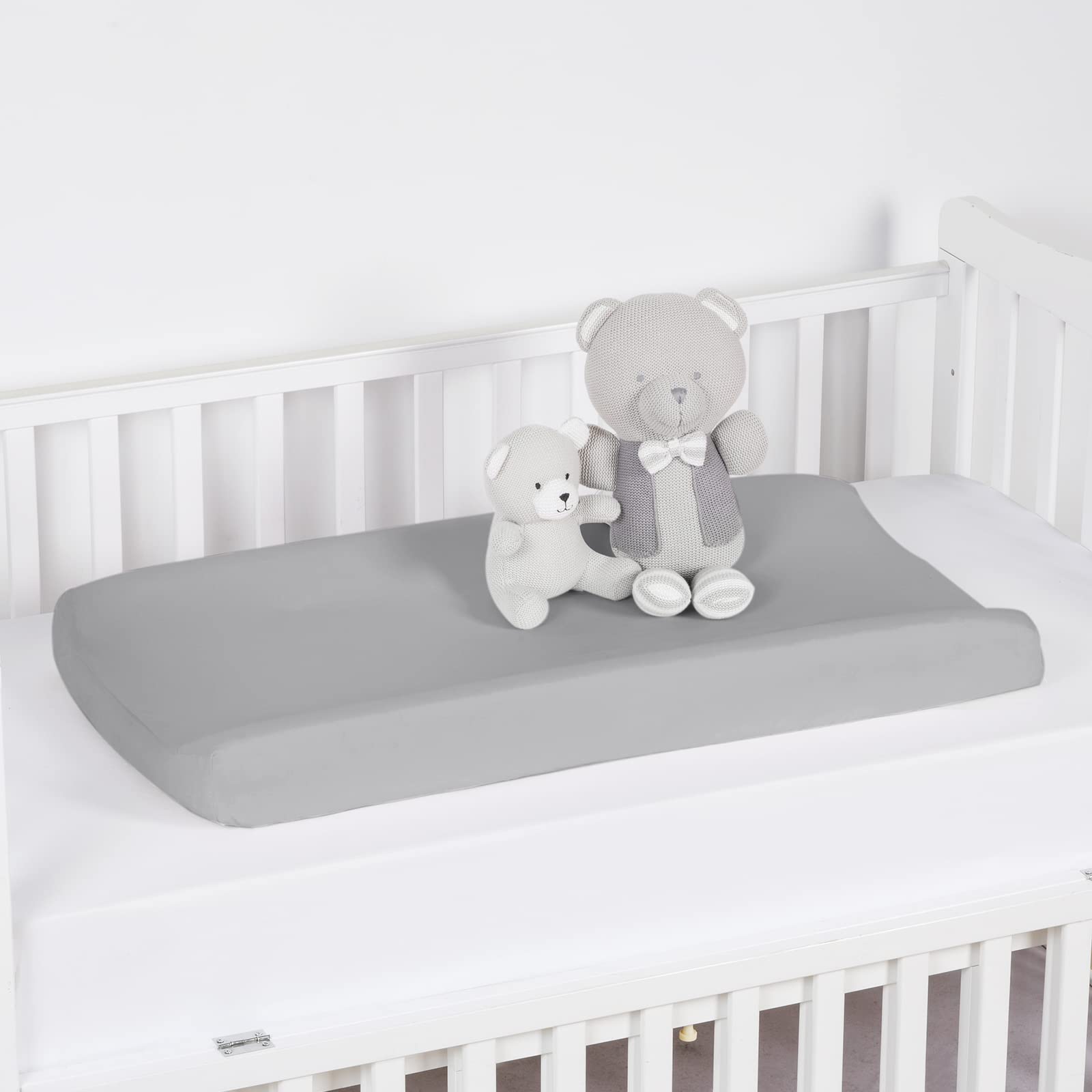 PHF changing pad cover grey two-pack shows encased elastic band for secure fit