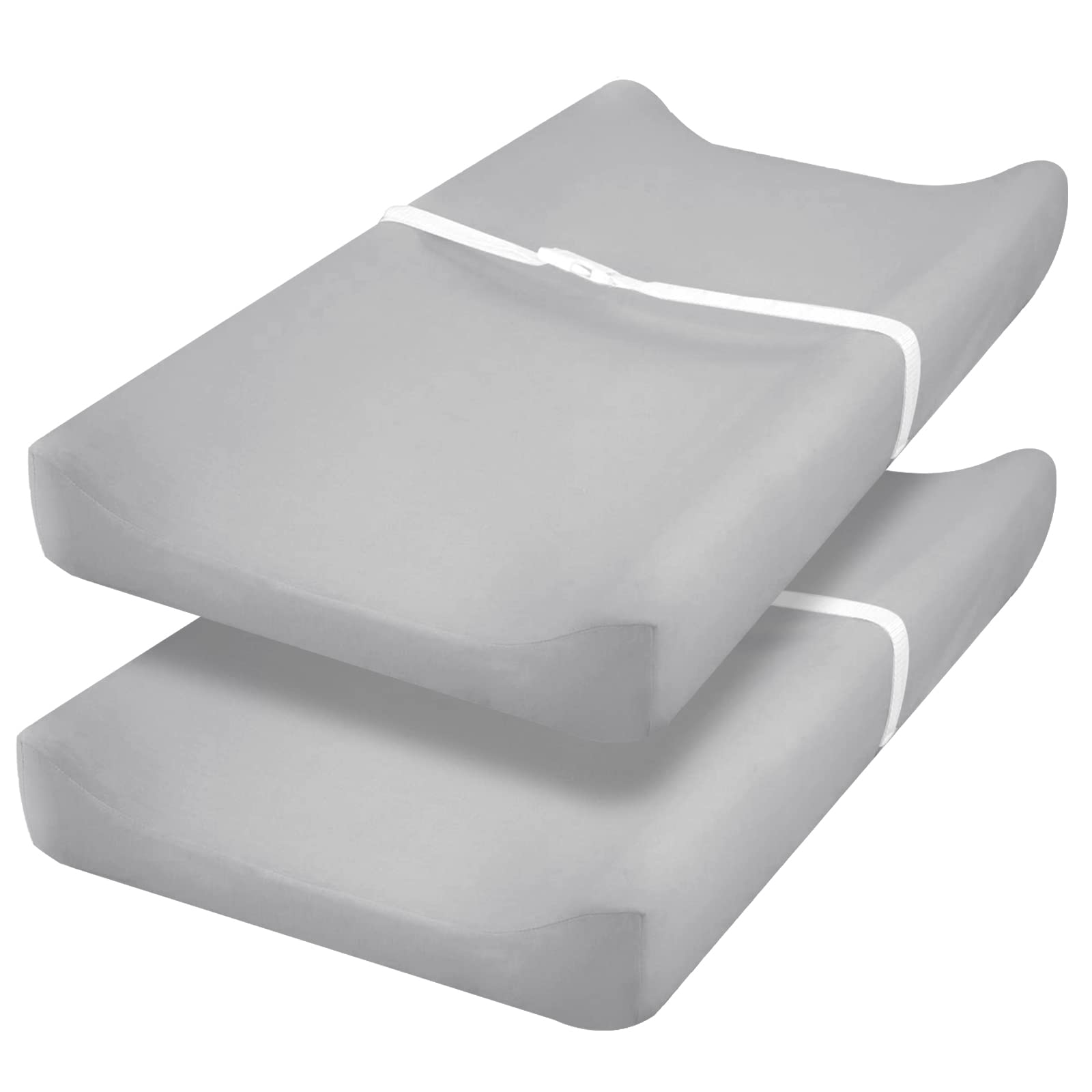 PHF changing pad cover grey two-pack on pad for easy diaper changes