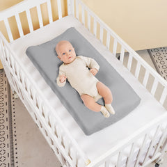 PHF changing pad cover grey two-pack demonstrates safety strap holes for secure changes