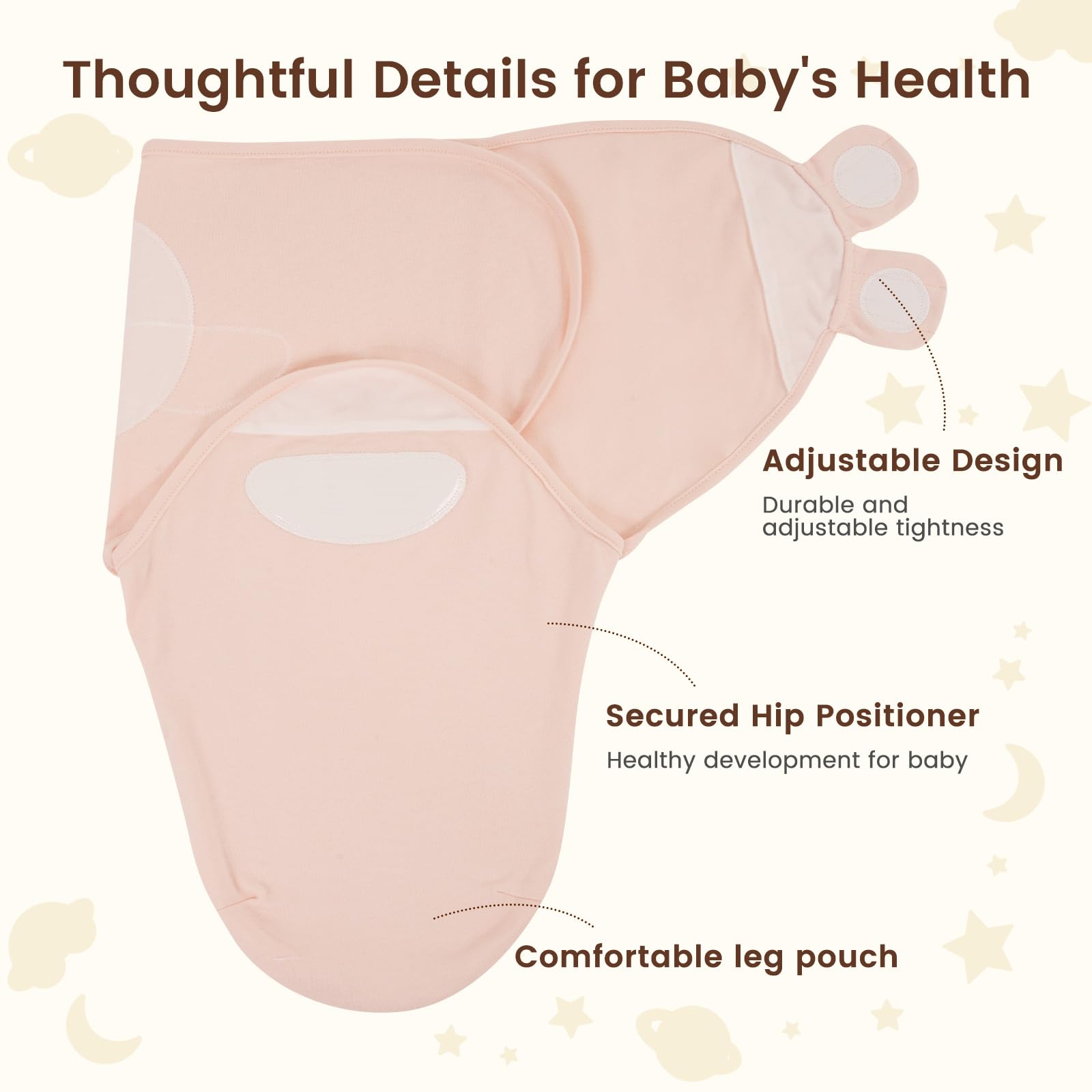 PHF cotton baby swaddle fabric texture emphasizes breathable moisture-wicking feel