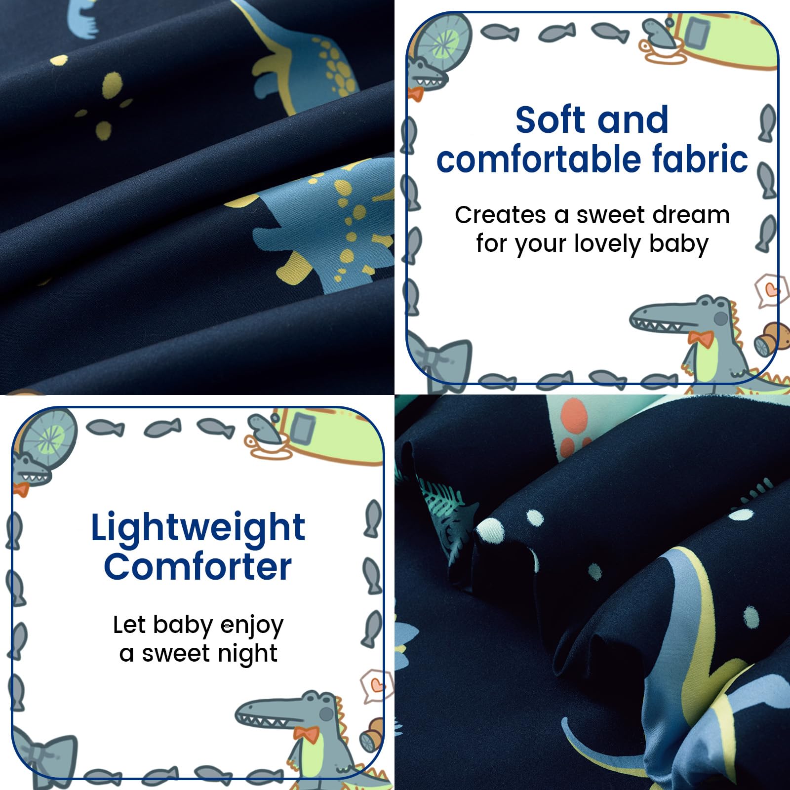 PHF dinosaur bedding set flat top sheet offers breathable softness