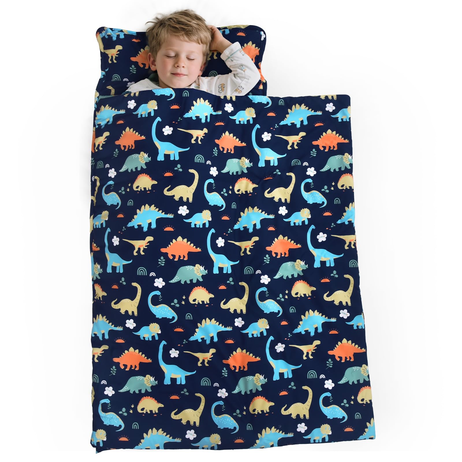 PHF Dinosaur Nap Mat close-up shows soft microfiber for cozy naps