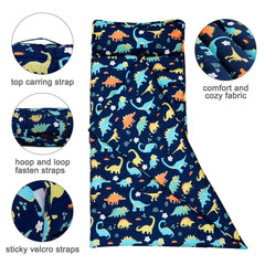 PHF Dinosaur Nap Mat with removable pillow for easy washing and care