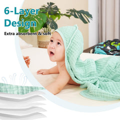 PHF hooded towel 32x32 inches showcases ideal size for newborn to toddler use.