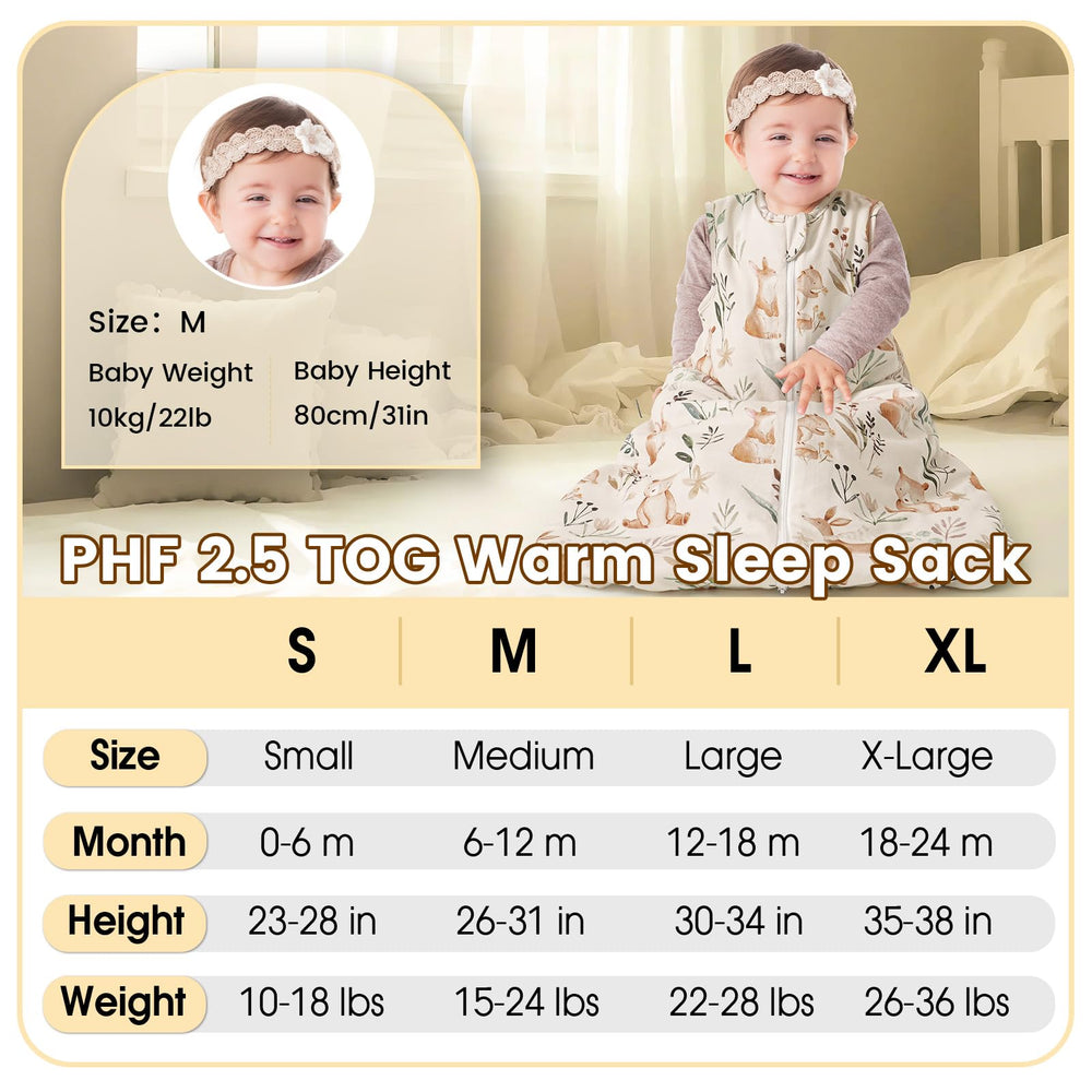 PHF large-size sleep sack supports growing babies through winter.