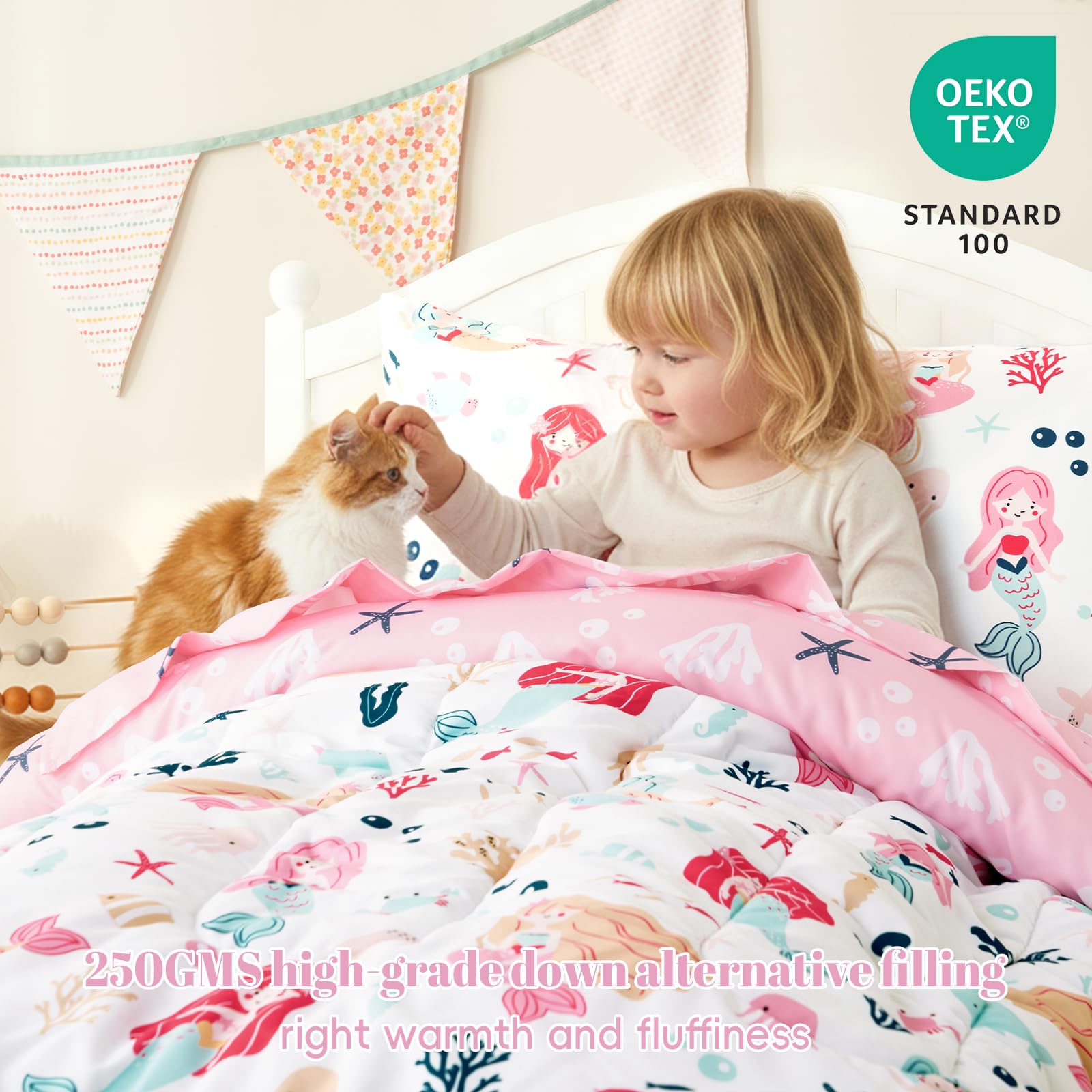 PHF Mermaid safety materials label emphasizing OEKO-TEX certification