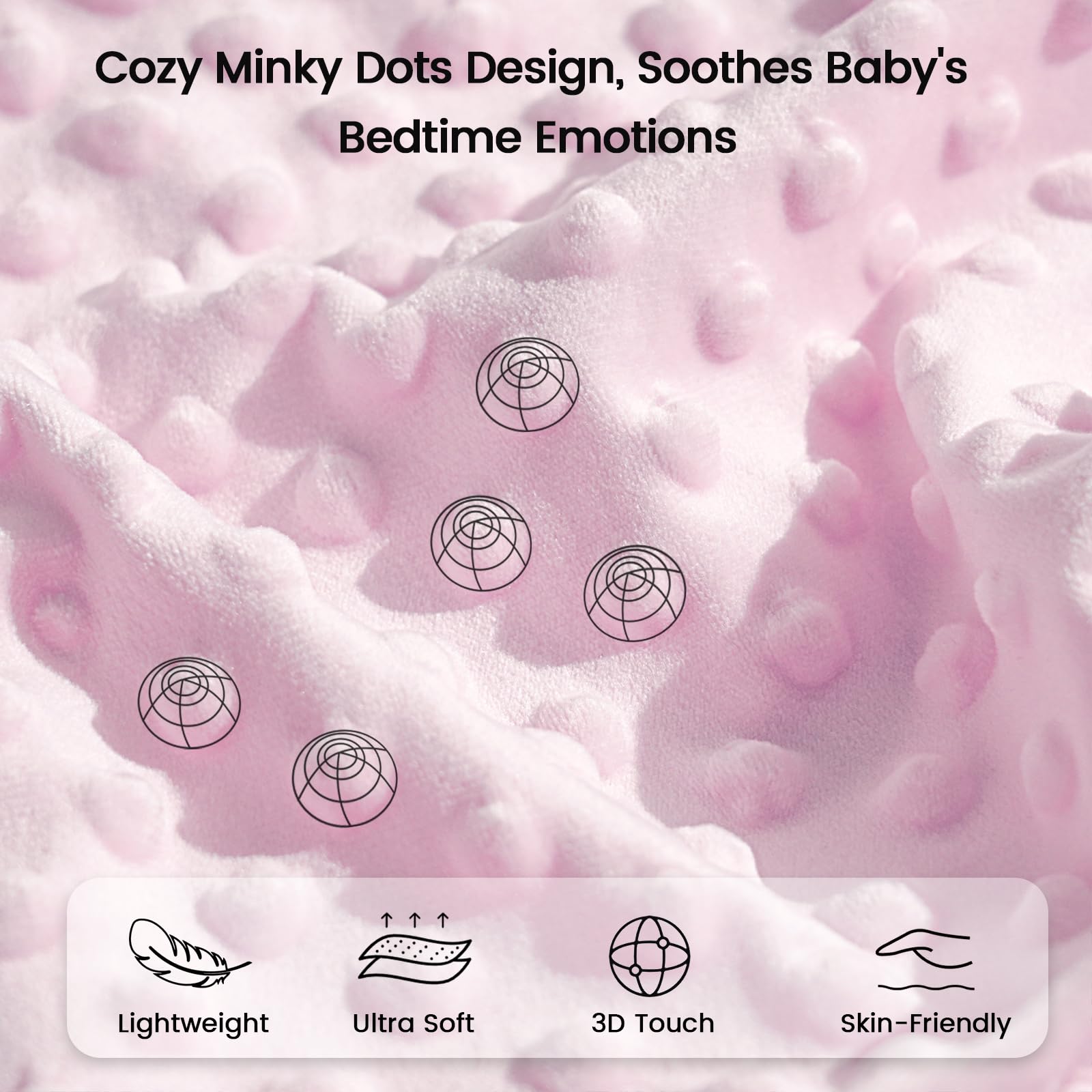 PHF Minky Baby Blanket wrapped in crib setup showcases lightweight warmth for naps.