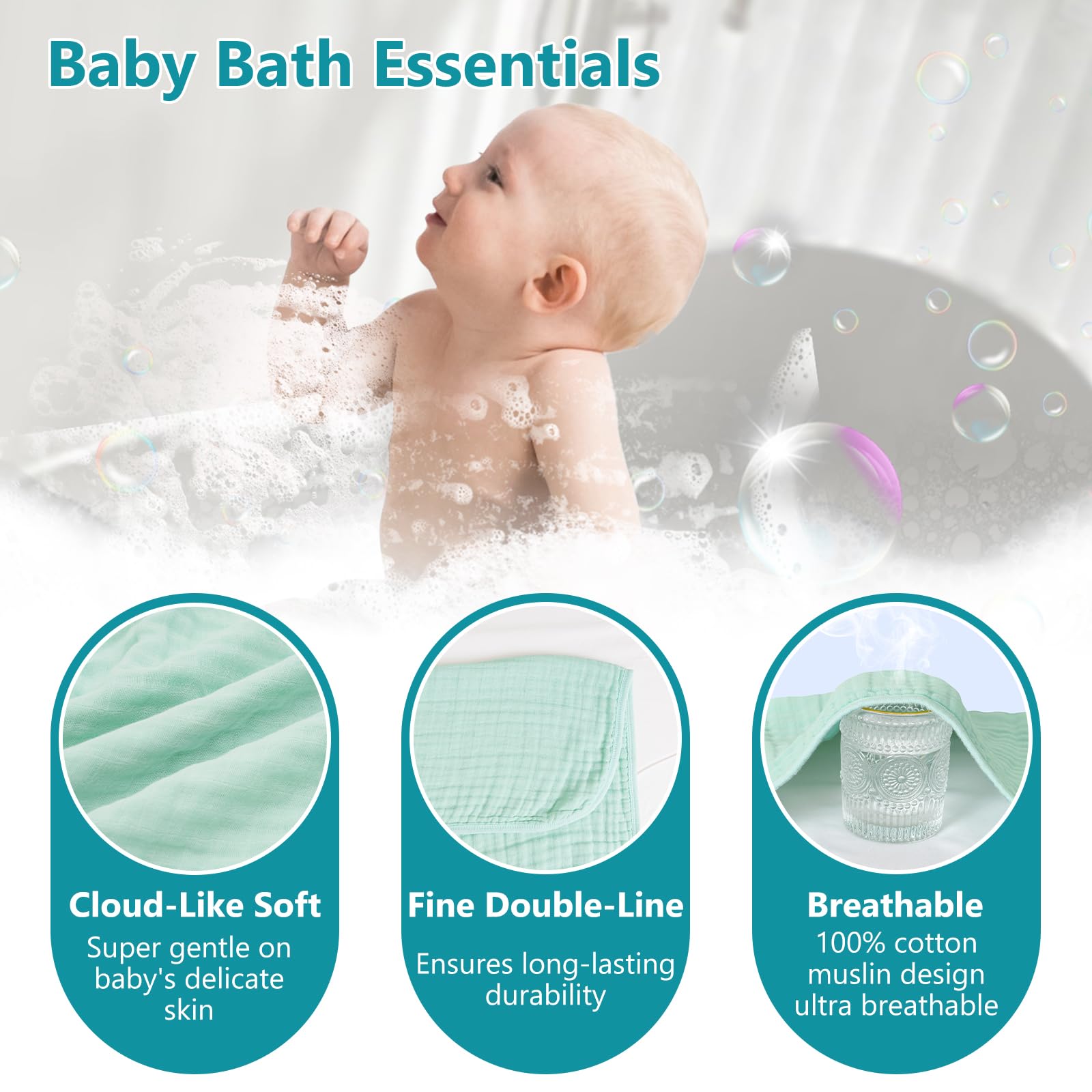 PHF muslin cotton towel soft closeup highlights breathable fibers and skin-friendly touch.