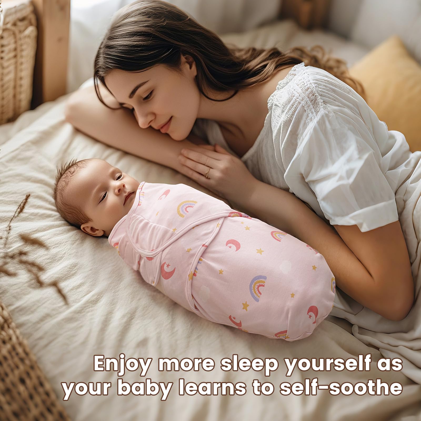 PHF newborn swaddle hook-and-loop wings illustrate quick, secure dressing