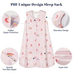 PHF rainbow sleep sack interior zipper protector keeps baby's skin comfortable.