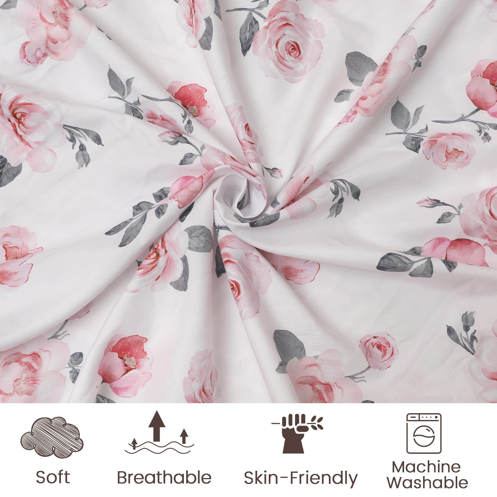 PHF rose floral pattern fabric highlighting breathable design for comfy naps.