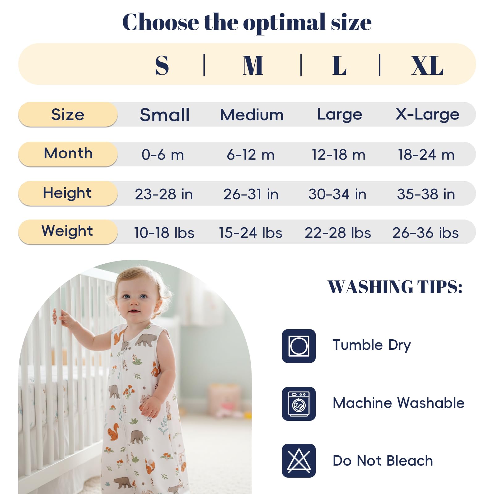 PHF animal-pattern sleep sack offers charming patterns for exploration.