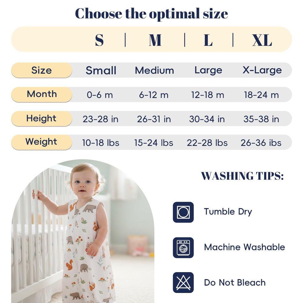 PHF animal-pattern sleep sack offers charming patterns for exploration.