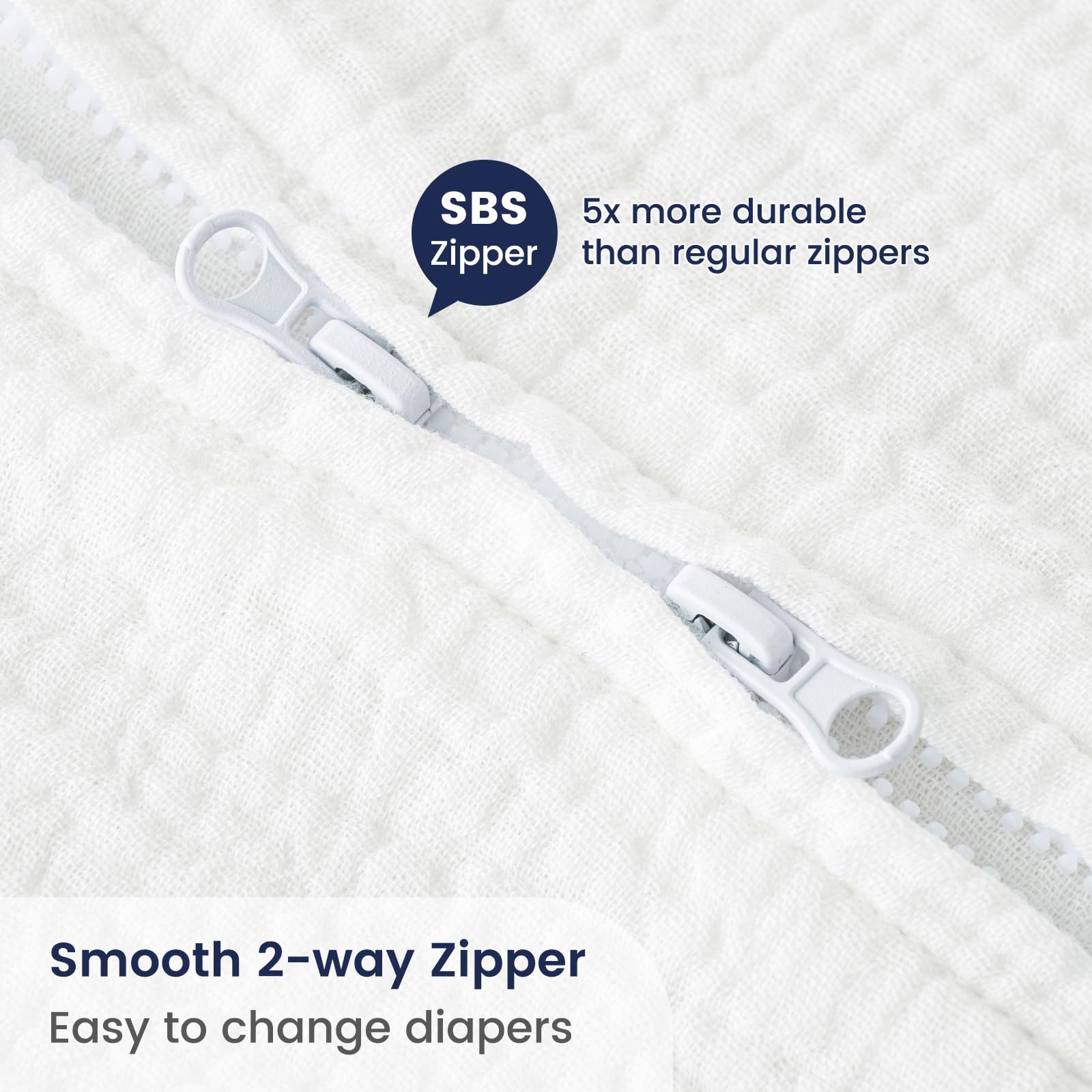 PHF sleep sack fabric texture highlights soft muslin weave and gentle breathability.