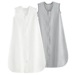 PHF sleep sack front view highlights breathable muslin cotton for gentle baby comfort.