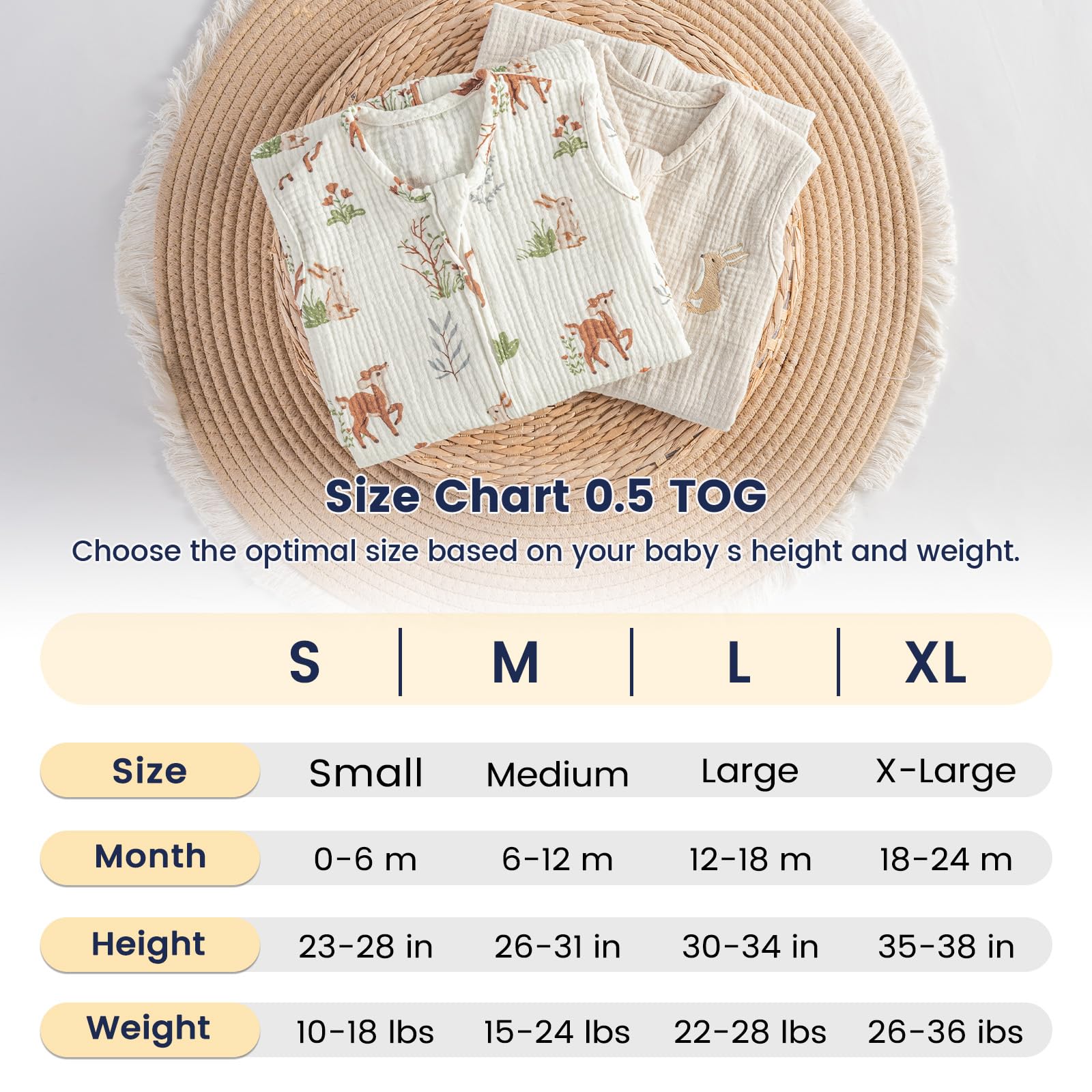 PHF sleeveless sleep sack showcases roomy hip area for movement