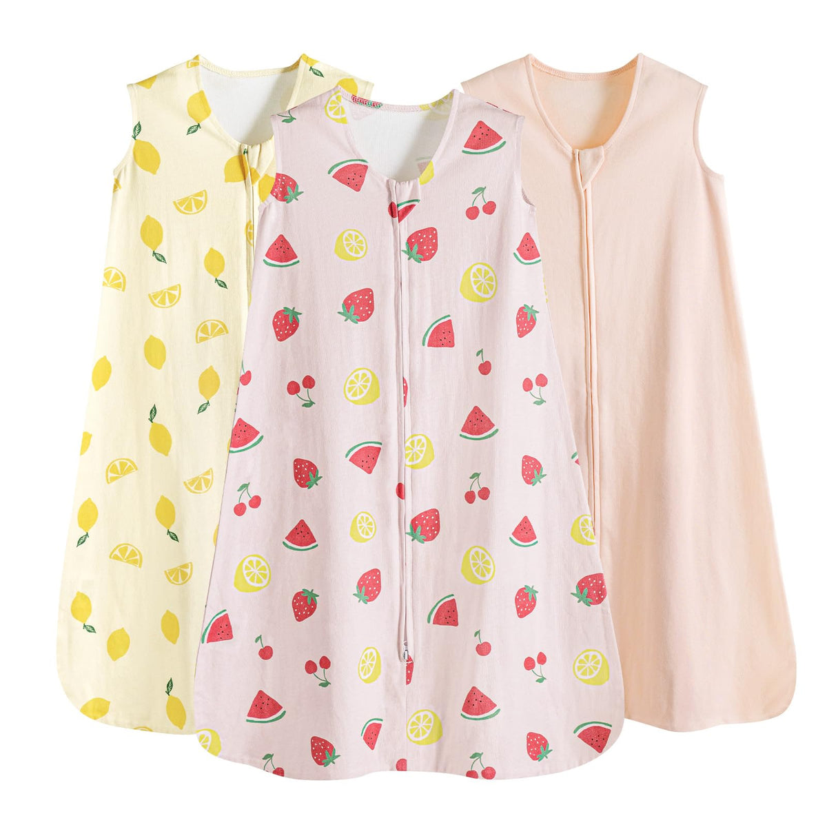 PHF soft baby sleep sack lemon close-up shows organic cotton texture for breathable comfort