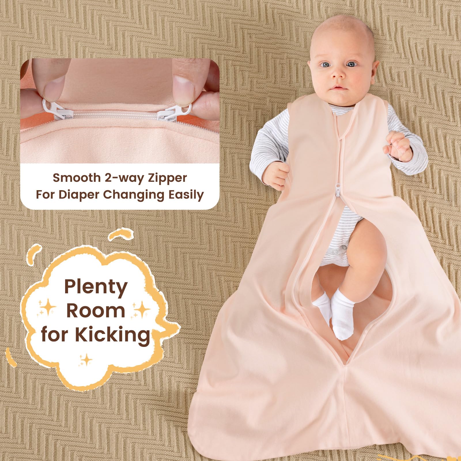 PHF size range helps fit 0-24 months for secure, season-appropriate sleep