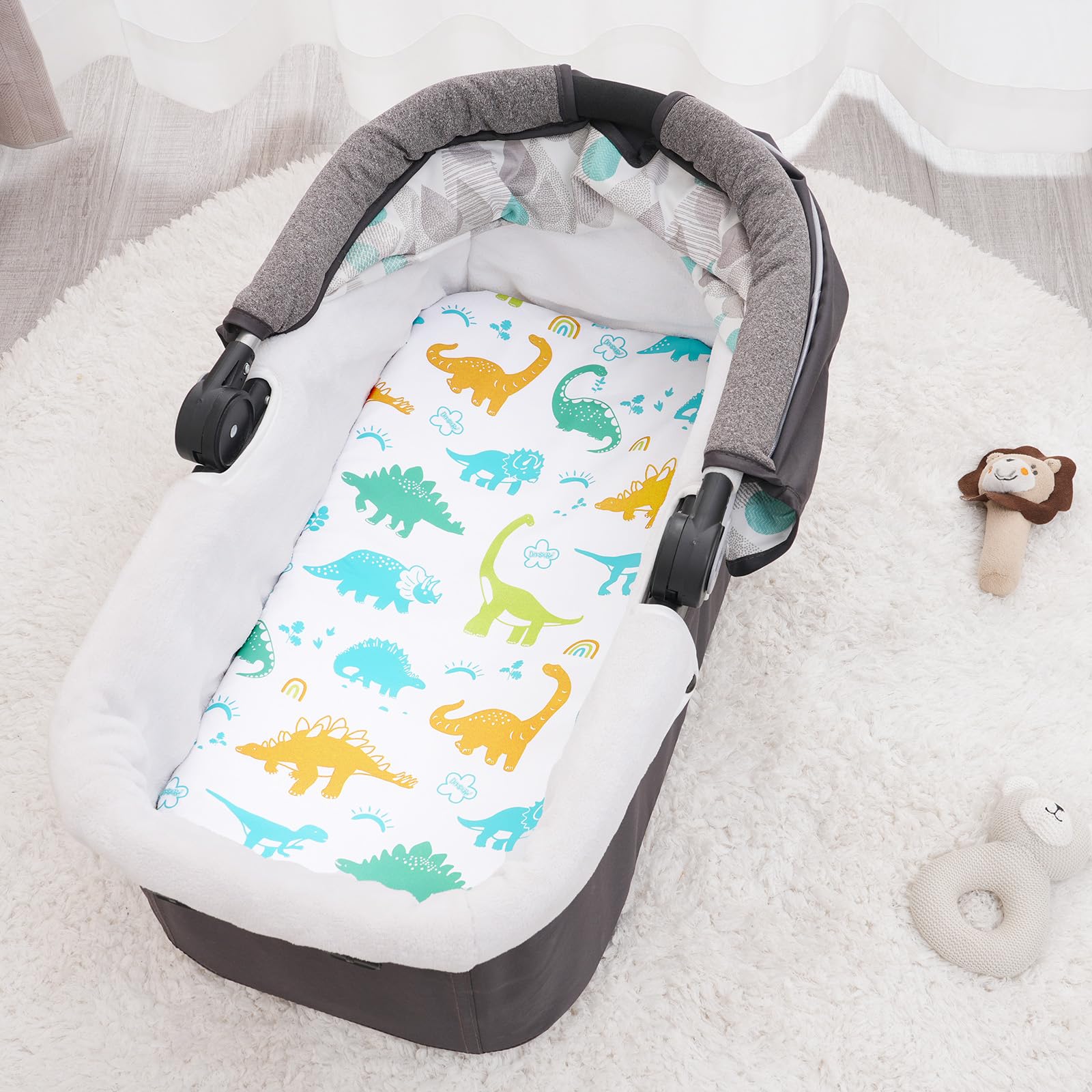 PHF Soft Bassinet Sheet in use on a bassinet demonstrates snug sleep setup.