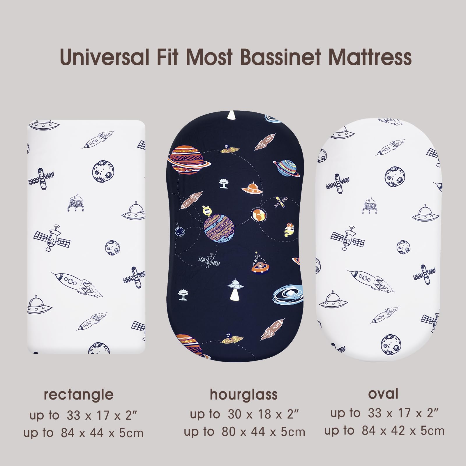 PHF Soft Bassinet Sheet Moon Pattern easy care and lasting softness