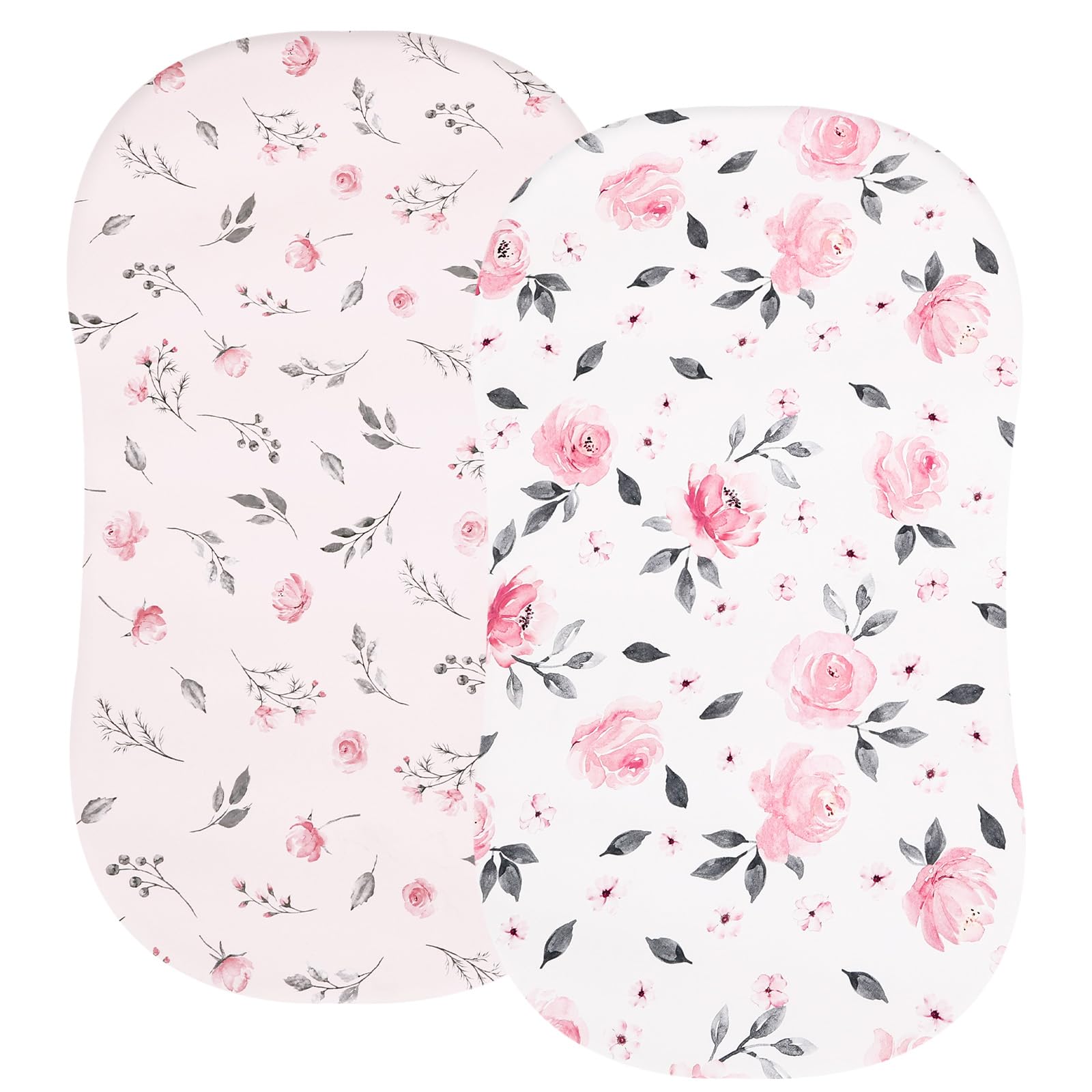 PHF soft bassinet sheet in pink floral pattern offers cozy, breathable comfort.