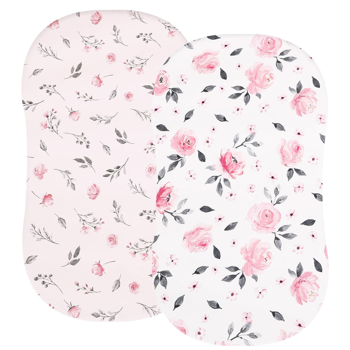 PHF soft bassinet sheet in pink floral pattern offers cozy, breathable comfort.