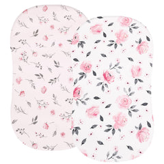 PHF soft bassinet sheet in pink floral pattern offers cozy, breathable comfort.