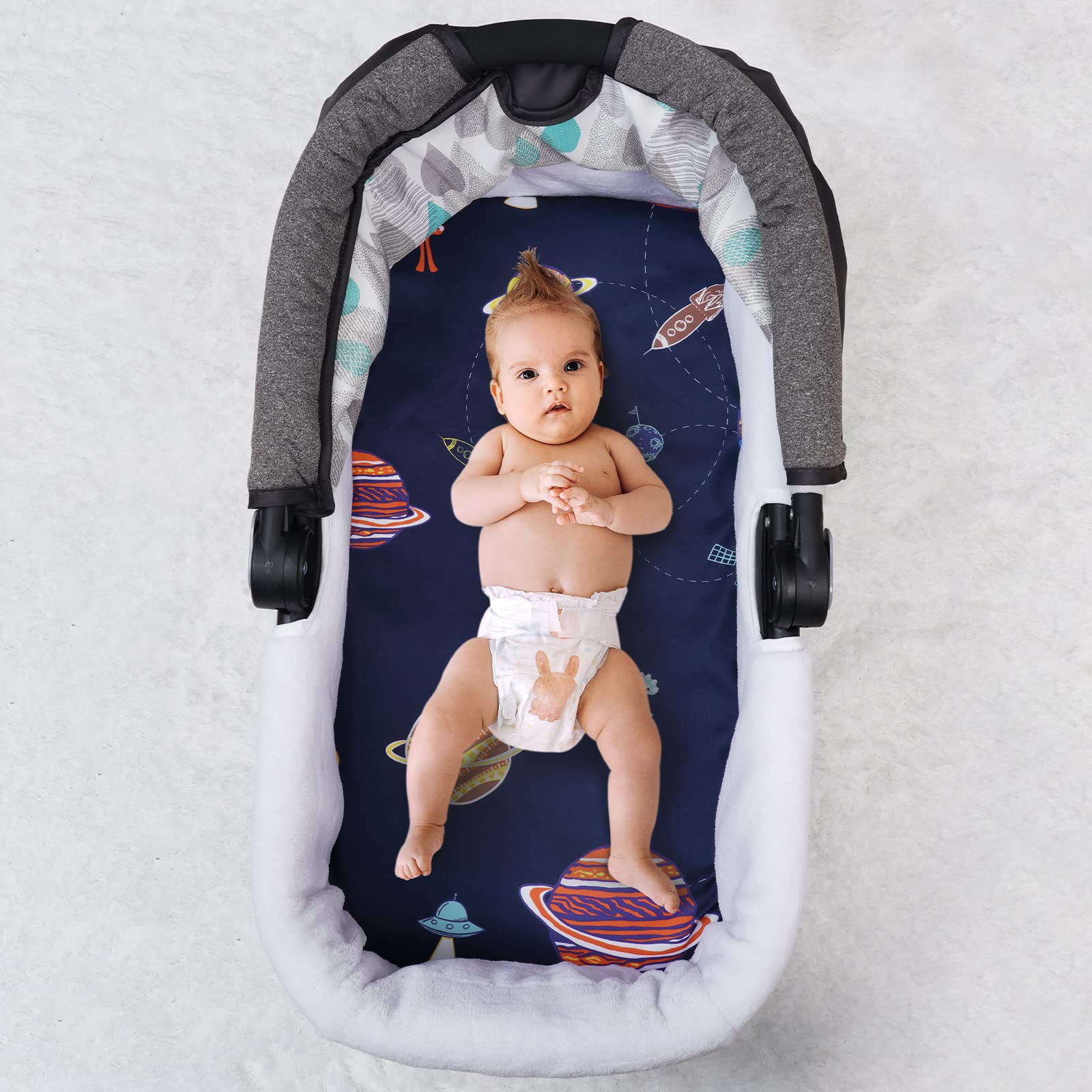 PHF Soft Bassinet Sheet Rocket Pattern fits snugly for secure sleep