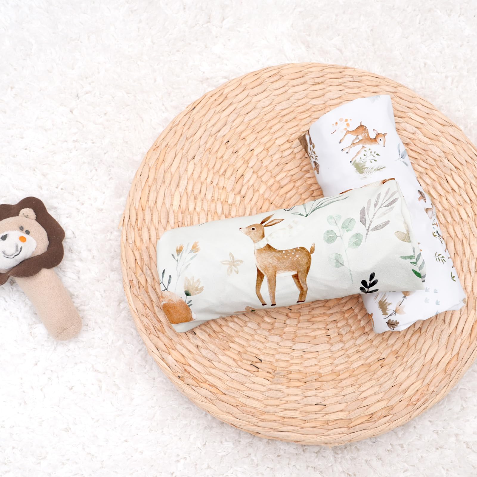 PHF Soft Bassinet Sheet Set woodland design—cute backdrop for baby photos