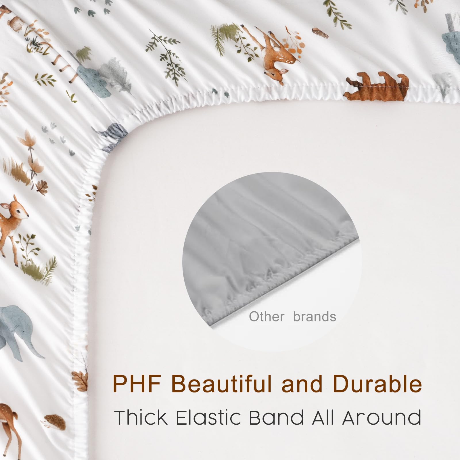 PHF Soft Bassinet Sheet Set Woodland stitching—neat edges and durable wear-resistance
