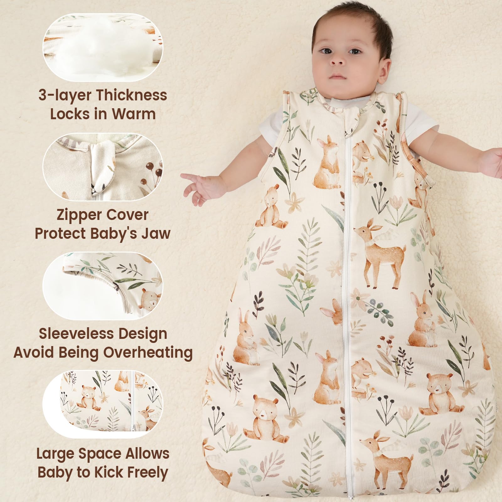 PHF soft cotton outer and inner fabric feel highlights gentle touch for sensitive skin.