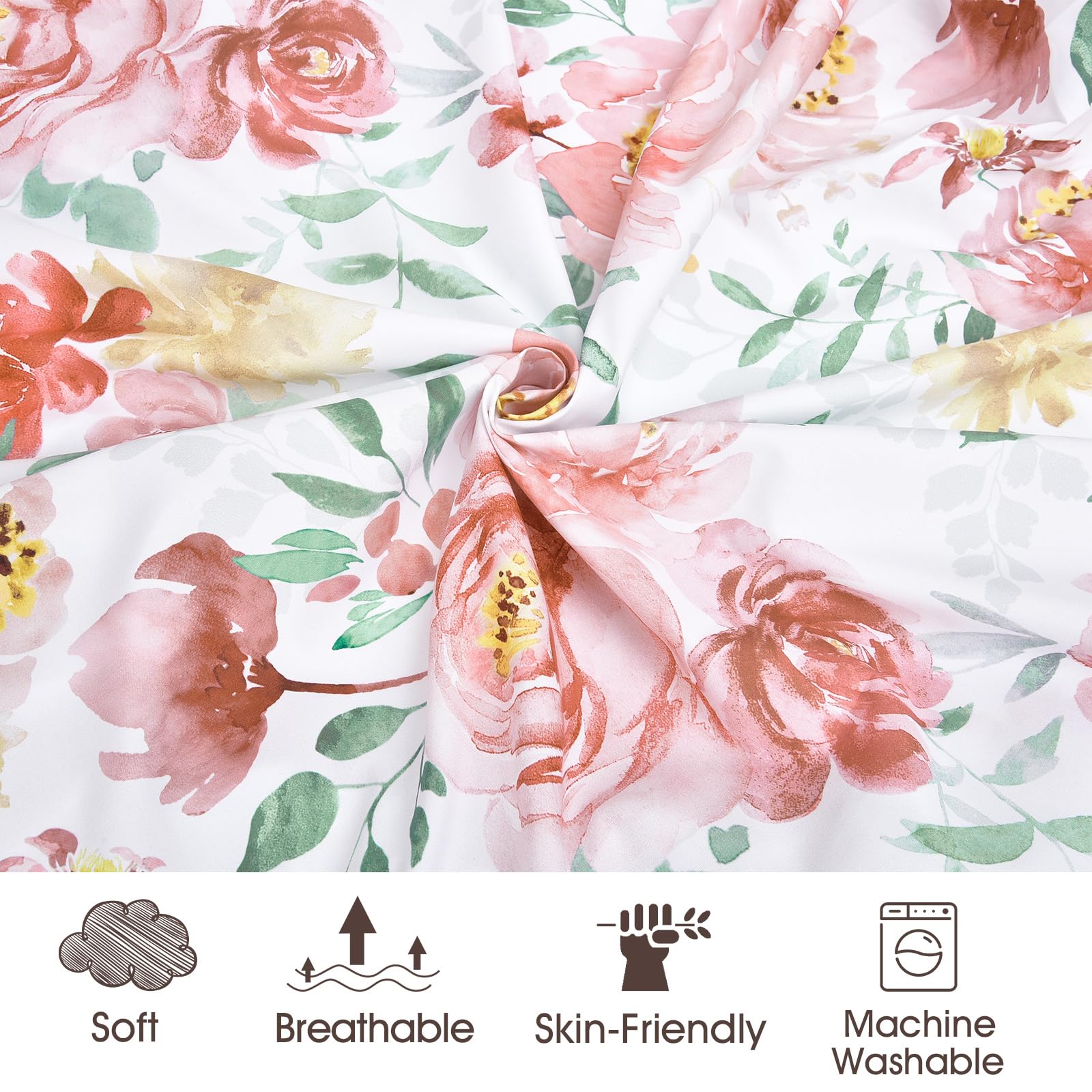 PHF Soft Floral sheet care shot showing easy washing keeps fabric soft