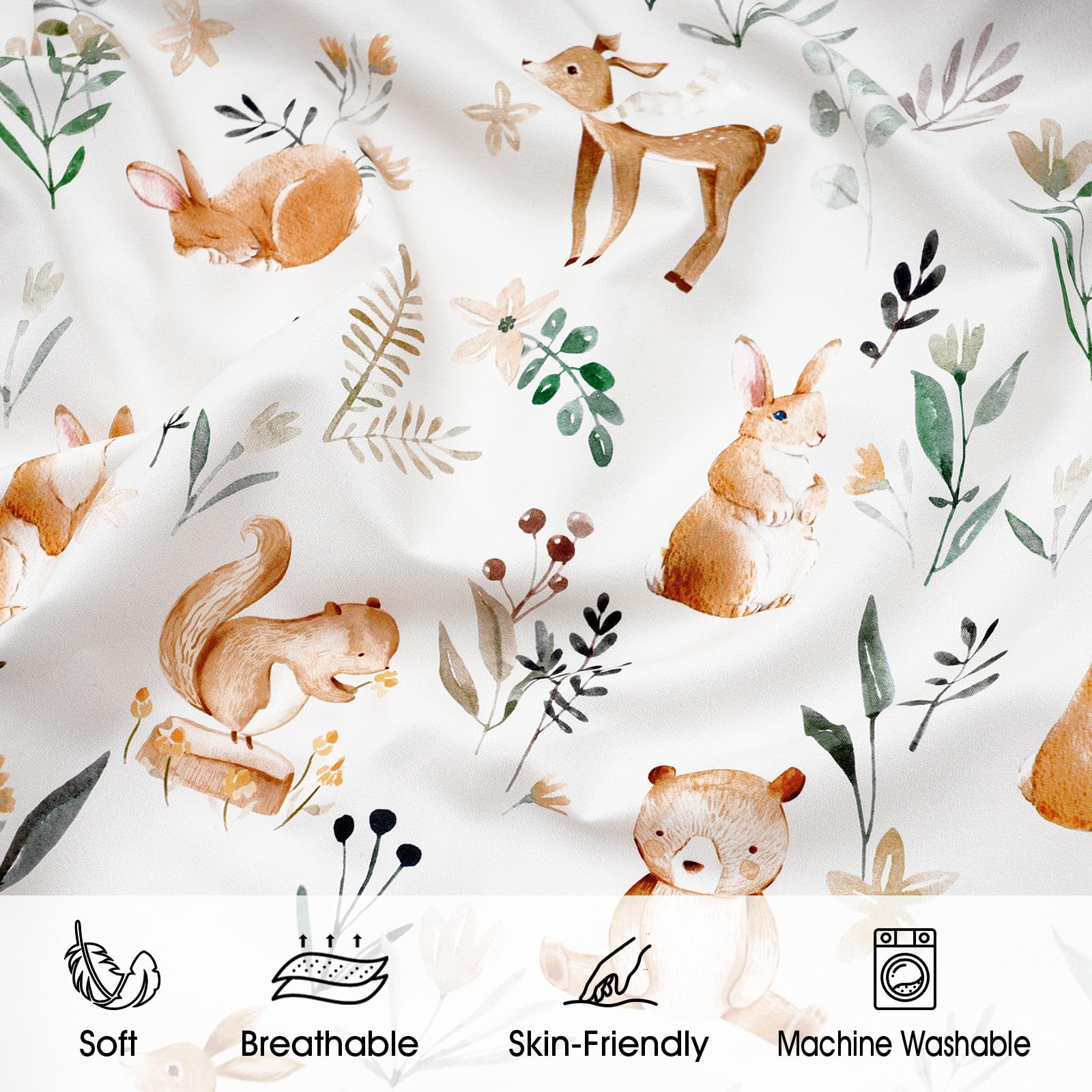 PHF Soft Mini Crib Sheet Set fabric texture detail emphasizes breathable, skin-friendly microfiber.
