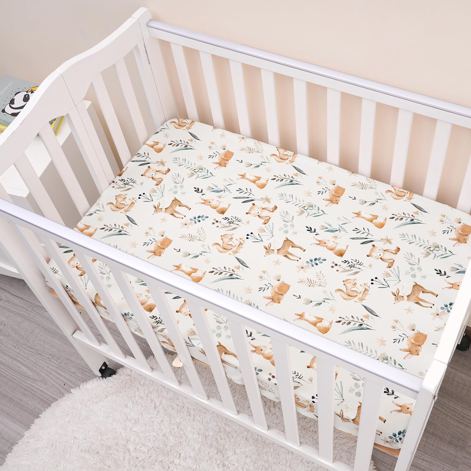 PHF Soft Mini Crib Sheet Set pack-n-play compatibility visual showing easy use.