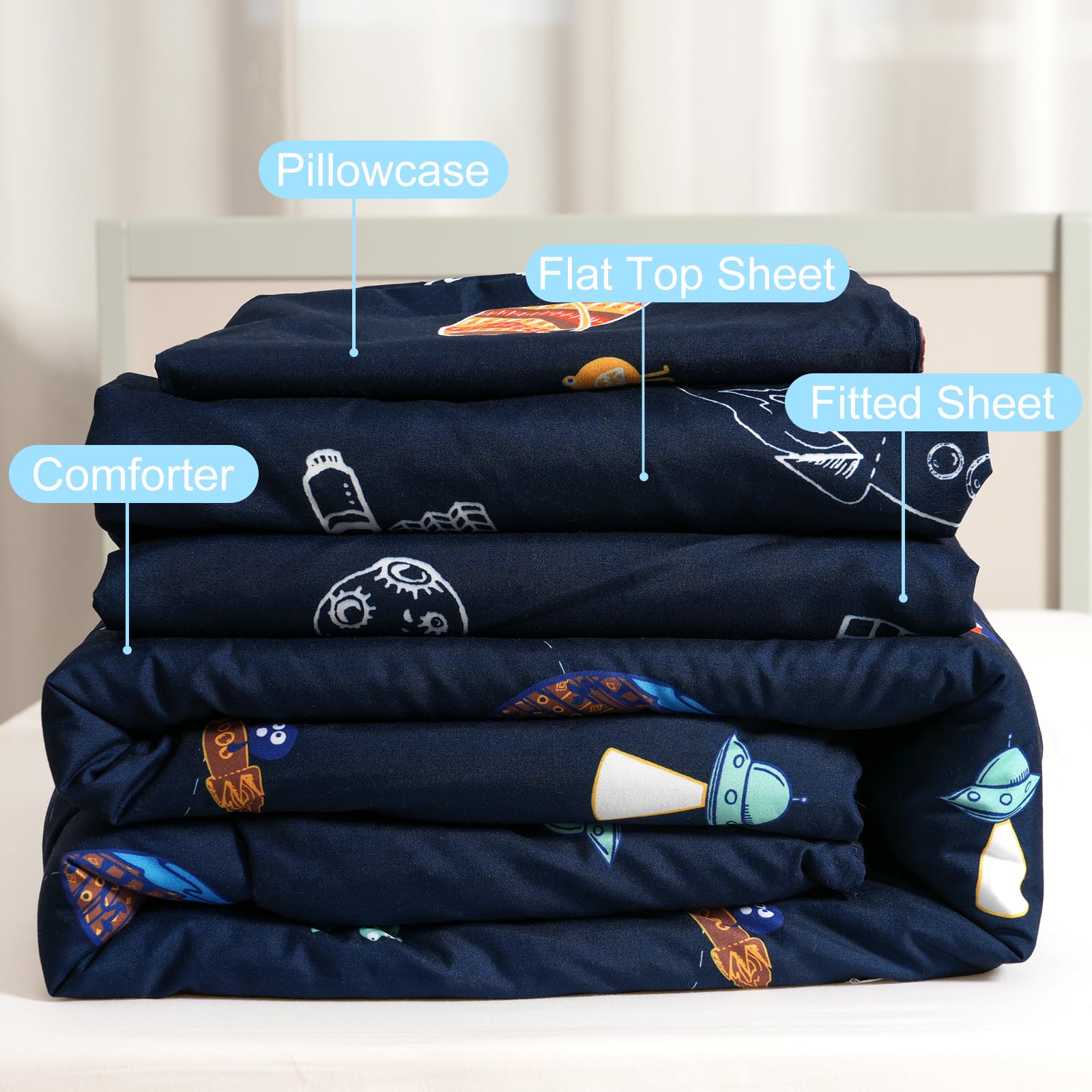 PHF space stitching detail on comforter shows durable construction keeping fill in place.