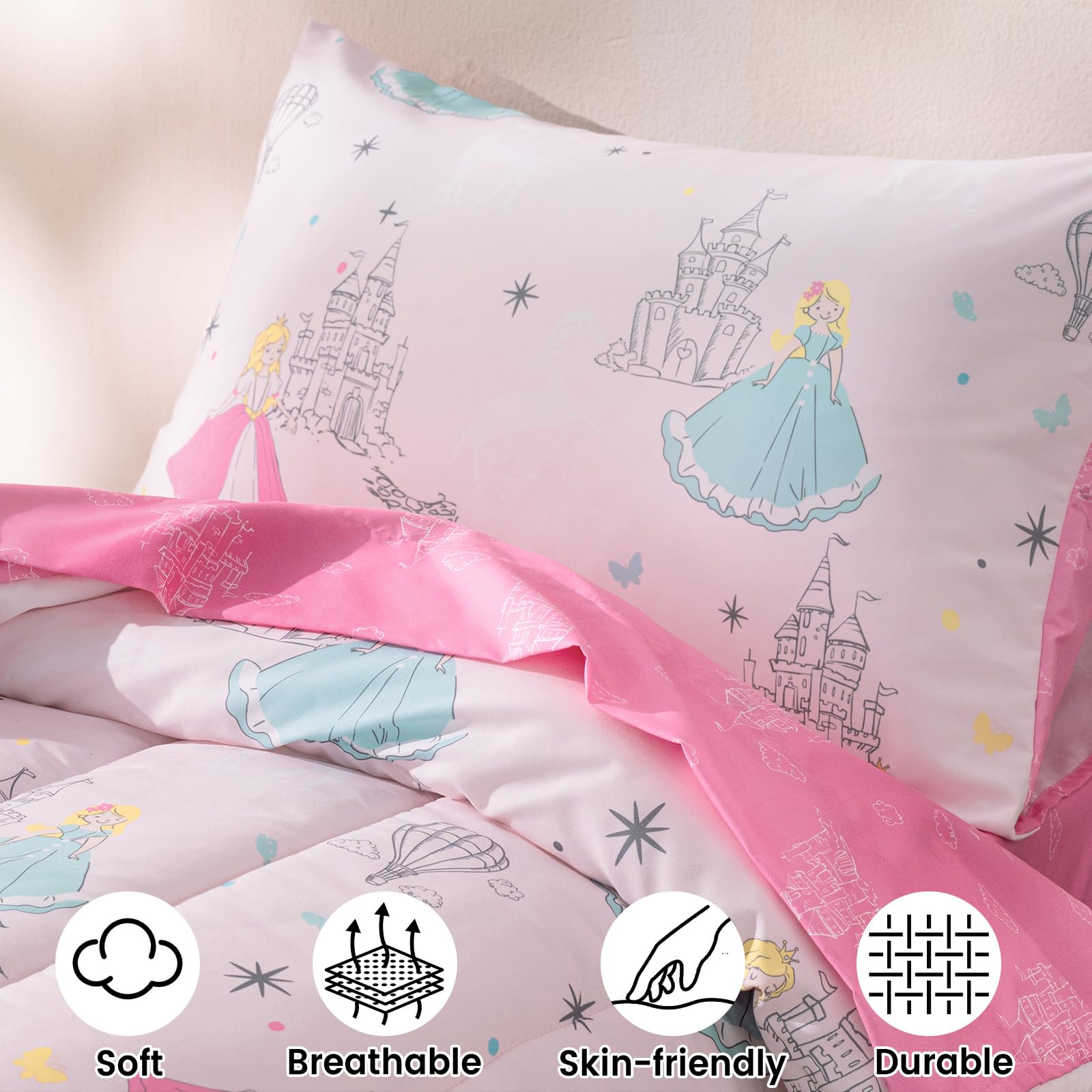 PHF toddler bedding set 360-degree wrap fitted sheet stays in place