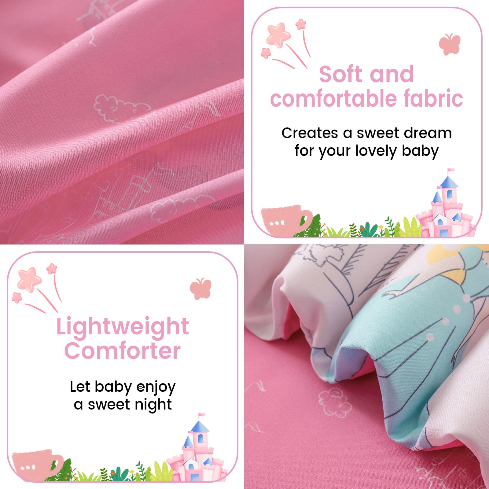 PHF toddler bedding set flat top sheet breathable soft surface