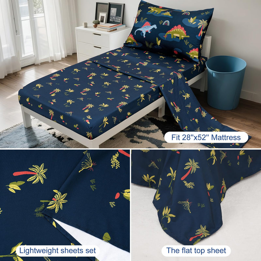 PHF navy dinosaur bedding in a baby bedroom adds playful, cozy decor