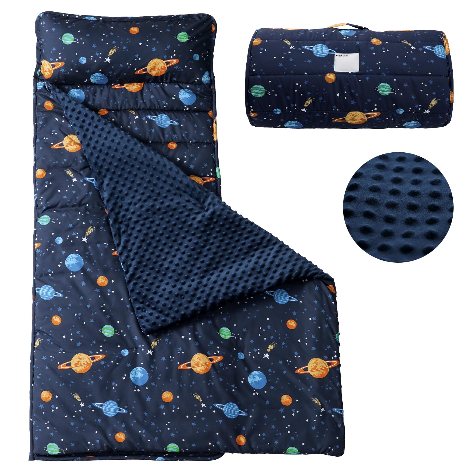 PHF Toddler Nap Mat with space pattern offers a cozy preschool-ready nap space.