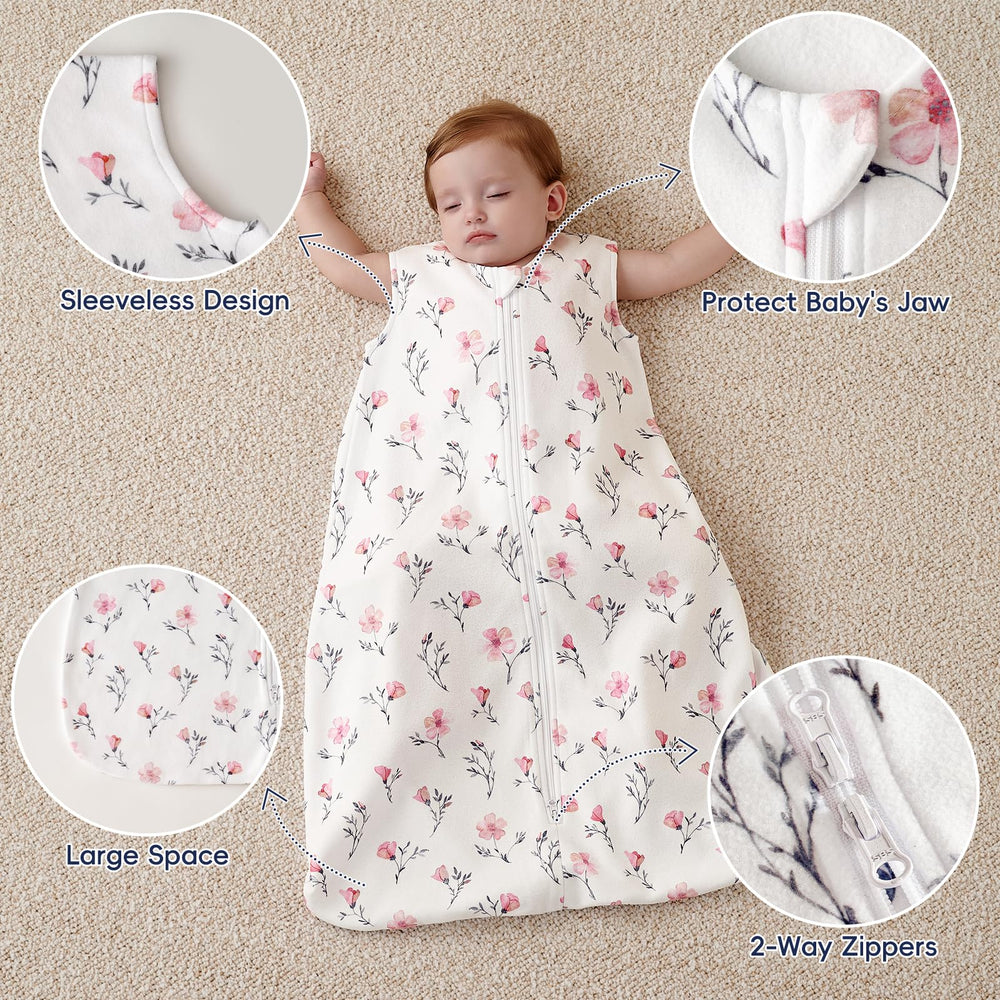 PHF two-way zipper sleep sack interior view highlights easy diaper changes.