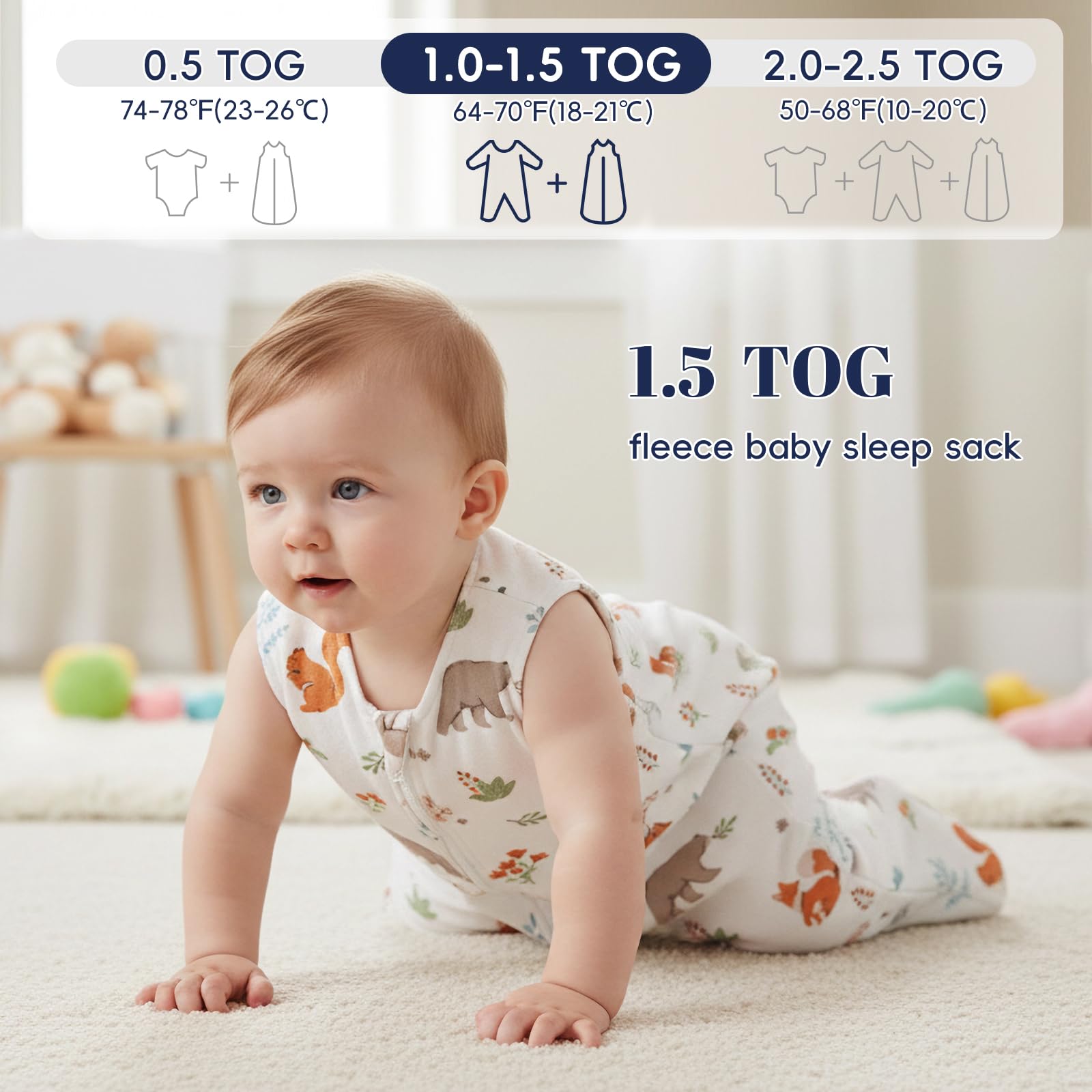 PHF two-way zipper design enables easy diaper changes.
