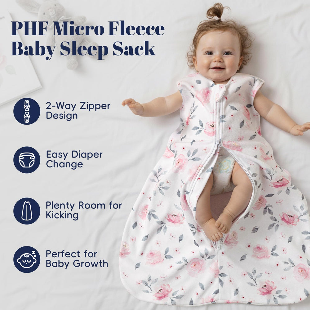 PHF sleep sack 2-way zipper enables easy diaper changes without full undressing.