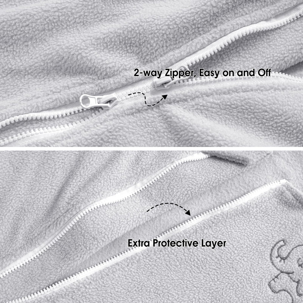PHF embroidery elephants and bears adds charming patterns for a stylish yet practical baby garment.