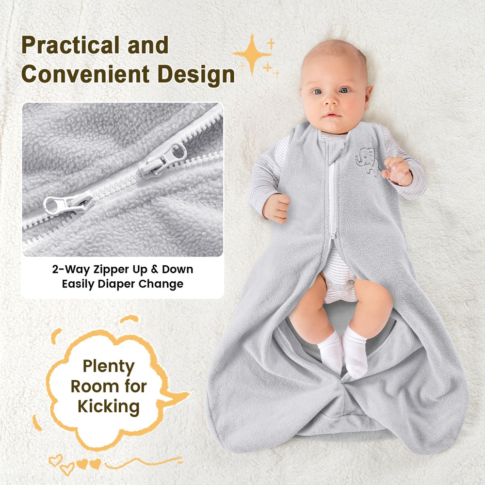 PHF large-space sleep sack supports natural movement while staying warm through fall and winter nights.