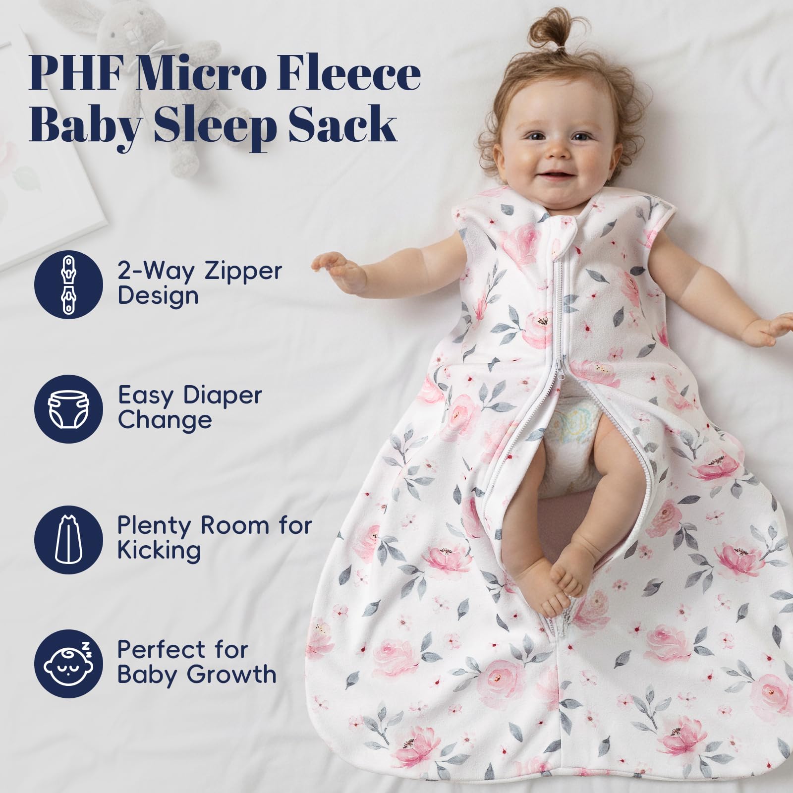 PHF fabric closeup shows soft micro-fleece ideal for sensitive skin